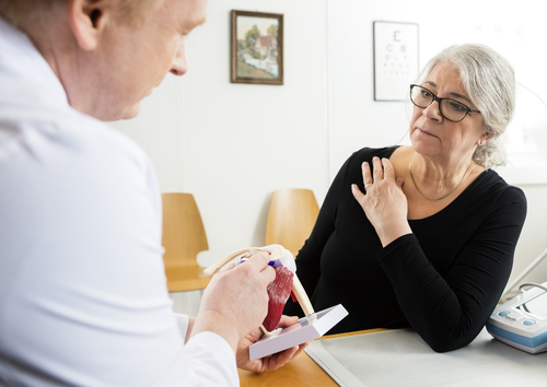 doctor explaining rotator cuff injury to patient