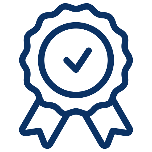 Icon of a quality assurance badge with a checkmark